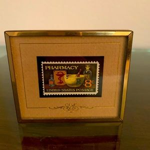 Vintage 1972 8 cent Pharmacy stamp framed. 1992